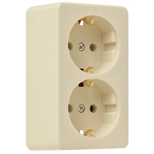 2-voudige wandcontactdoos opbouw, crème