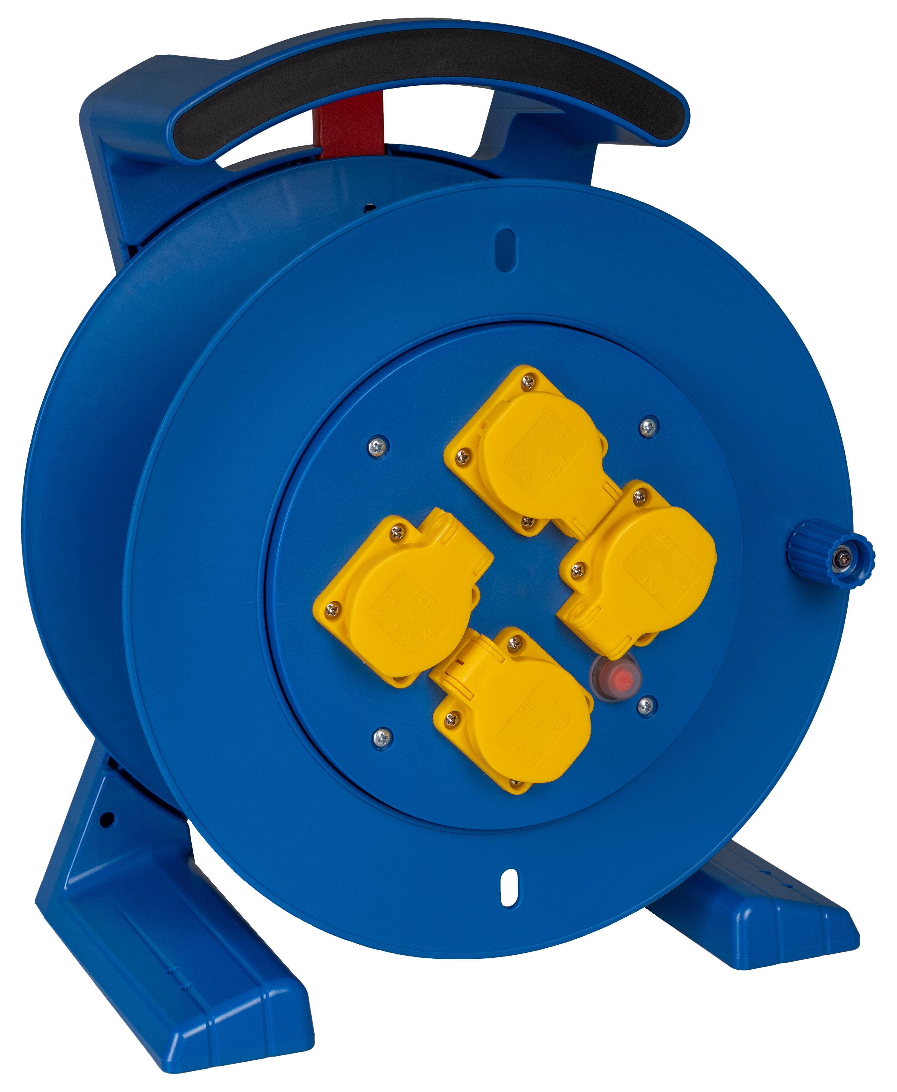 JUMBO kabelhaspel 2.0, lege haspel in blauw, 4x wandcontactdoos