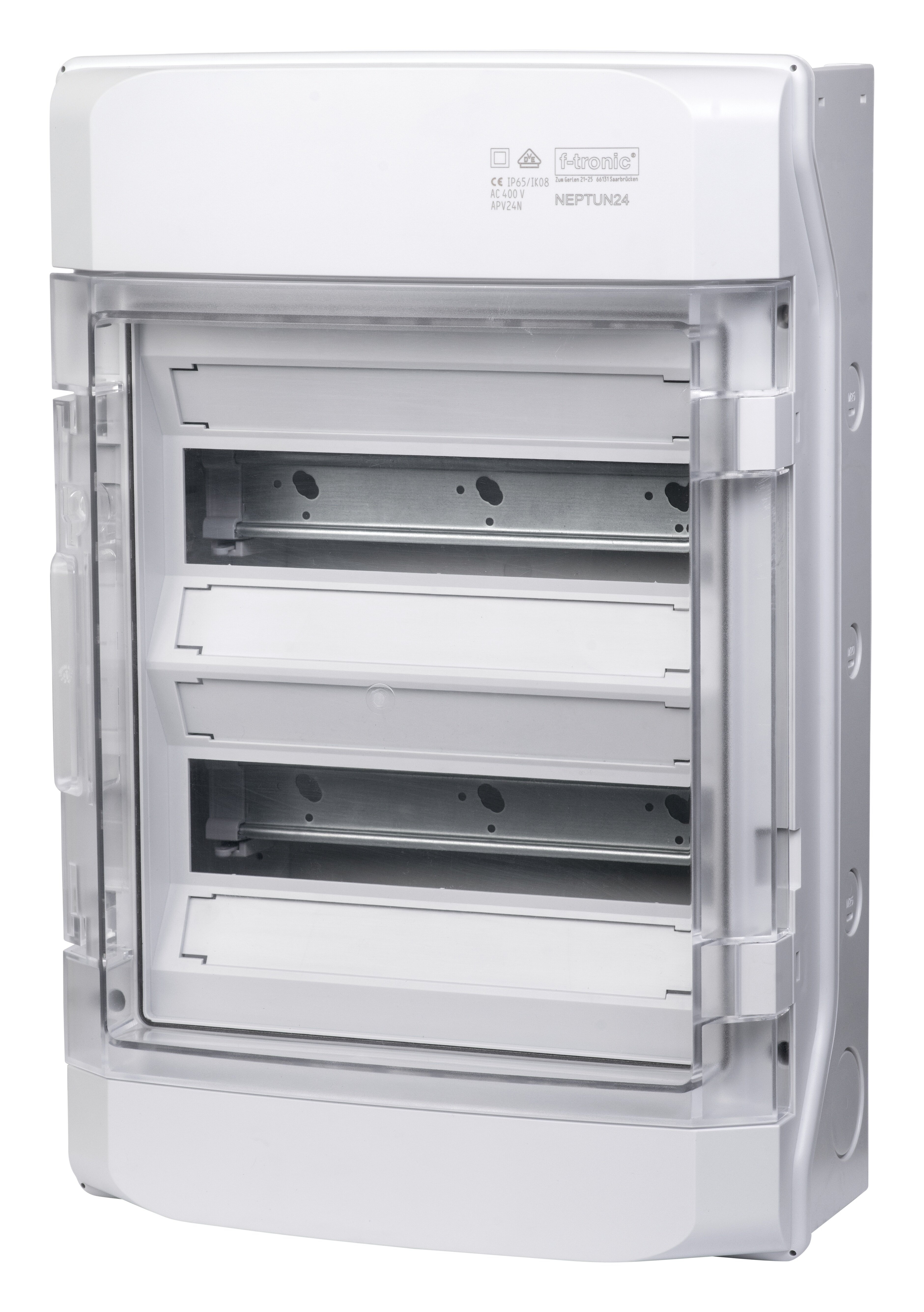Neptun opbouwverdeler IP65, 2-rijen, 2 x 12 modulen