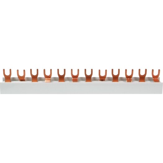 3-fasen vorkrail voor 1P+N automaten, T-uitvoering, open 6 x 2 polen, 212 mm lang
