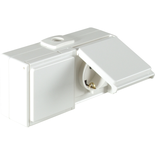 OPUS® AQUA geaarde contactdoos 2-voudig, horizontaal 2-voudig, horizontaal helder wit