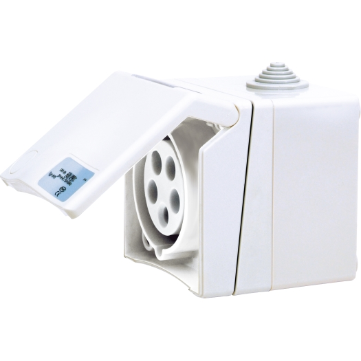 SIROX® CEE-opbouwwandcontactdoos, 5-polig, 400 V, 6 h 16 A, crème