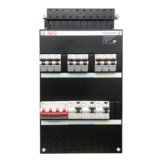 AEG Fix-O-Rail groepenkast 3-fasen 9 groeps + fornuis + beltrafo - A330/232323FB+HS4/40