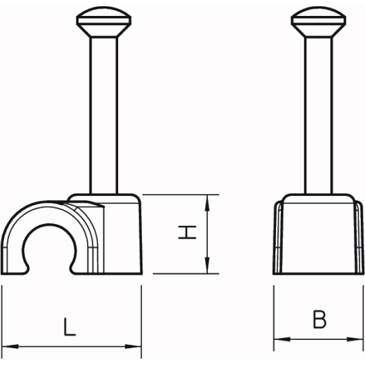 ISO spijkerclip 9mm, L25, PP, lichtgrijs, RAL 7035
