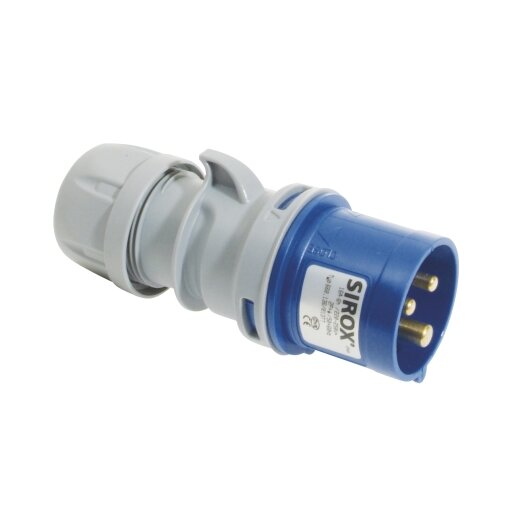 SIROX CEE stekker 16A, 3P, 230 V, 6 h,  IP 44 SIROX-KLICK (3-polig)