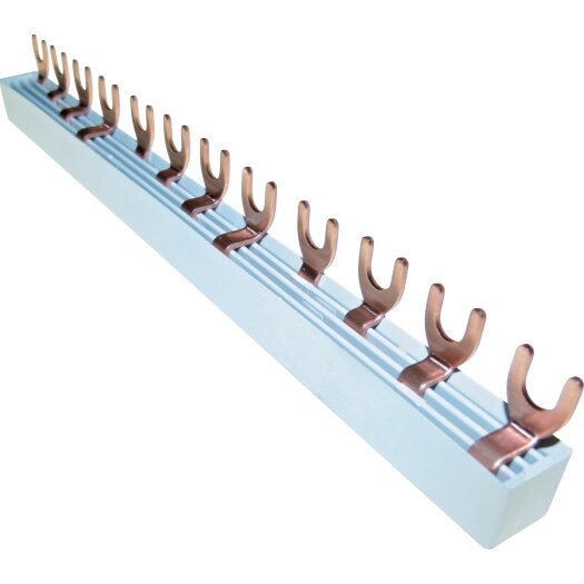 3-fasen vorkrail voor 3P+N automaten, L-uitvoering, gesloten 3 x 4 polen, 210 mm lang