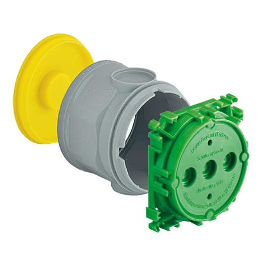 Aansluitdoos 82mm 3-delig, IP3X, 8 inzetstukken Ø60mm