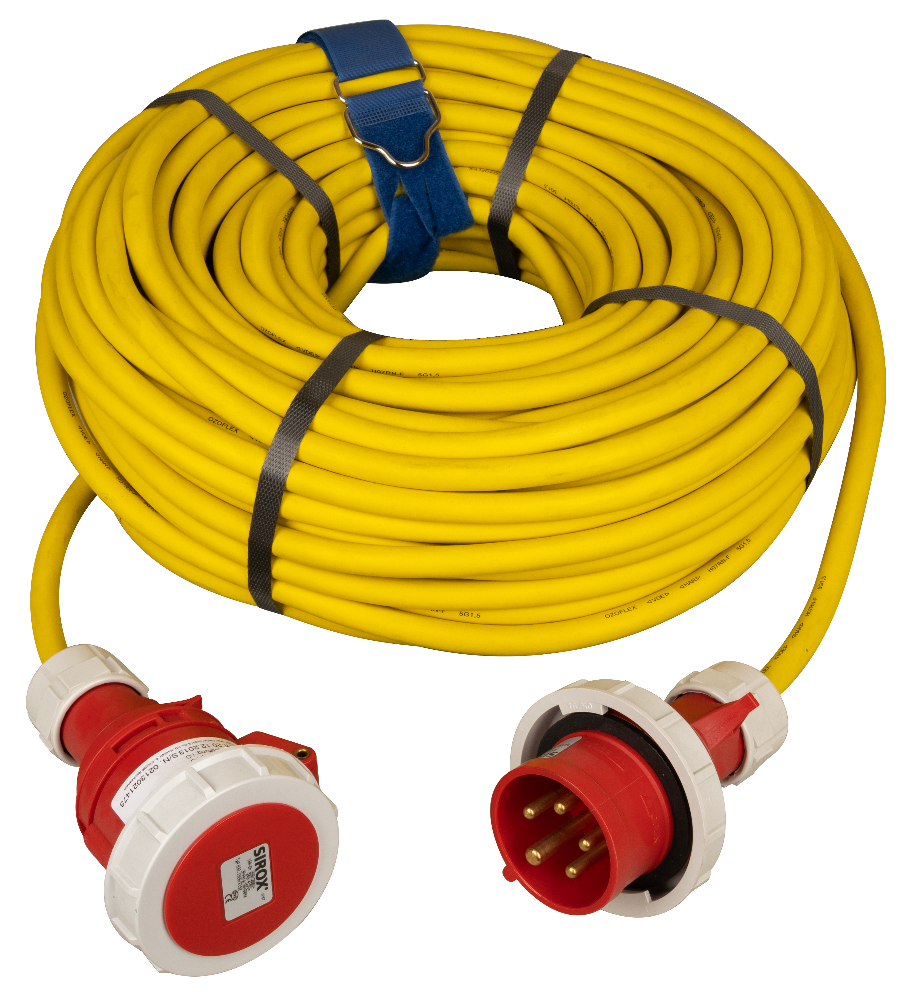 SiRoX verlenging, geel, 50 m, 1x CEE-stekker en koppeling, H07RN-F 5G1.5, IP67, 16 A SiRoX verlenging, geel, 50 m, 1x CEE-stekker en koppeling, H07RN-F 5G1.5, IP67, 16 A