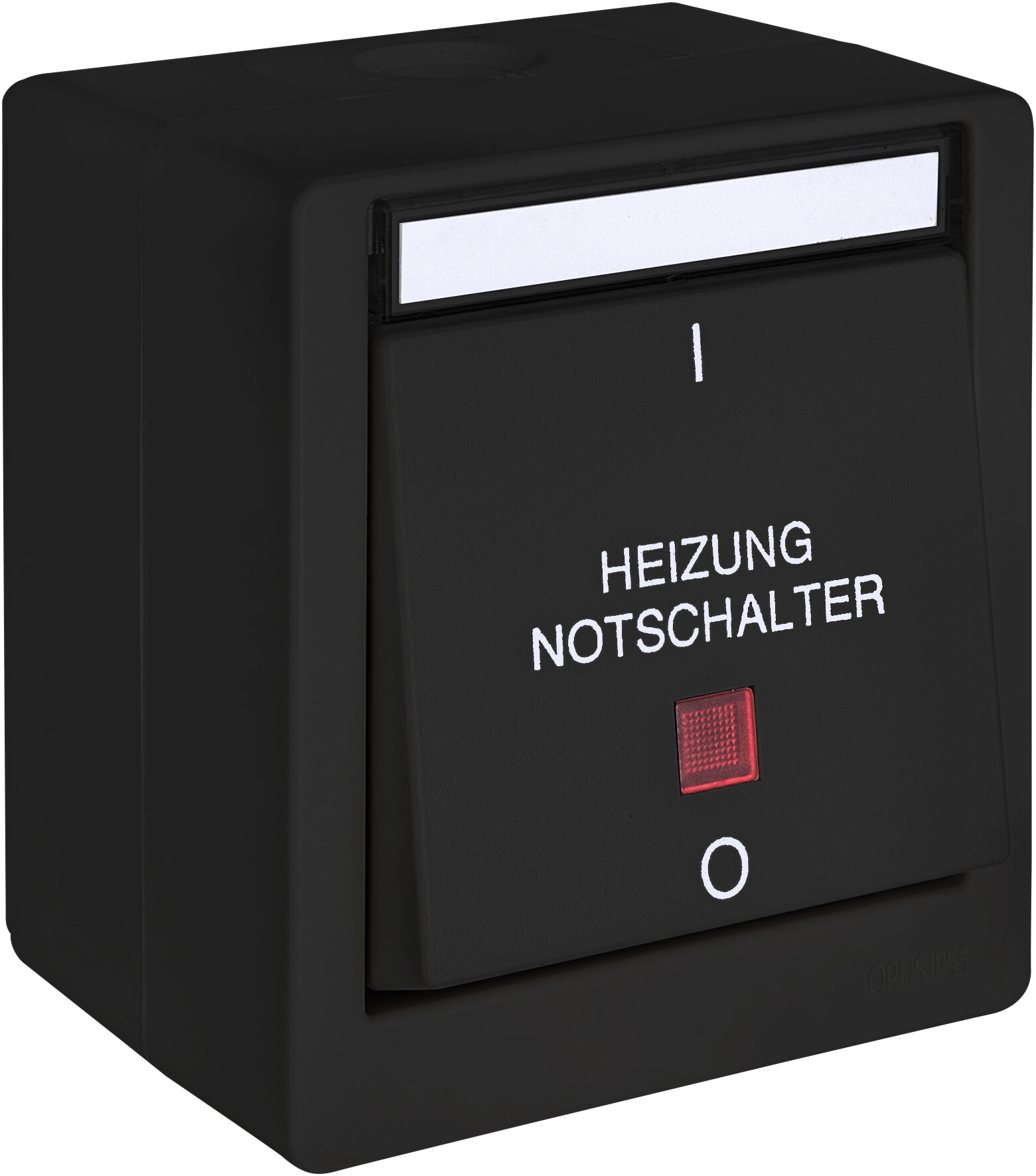 OPUS RESIST (puls)schakelaar met verlichting Verwarming noodstop-schakelaar, 2-polig, rode lens zwart