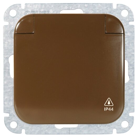 OPUS® 1 geaarde contactdoos met verend klapdeksel sepiabruin