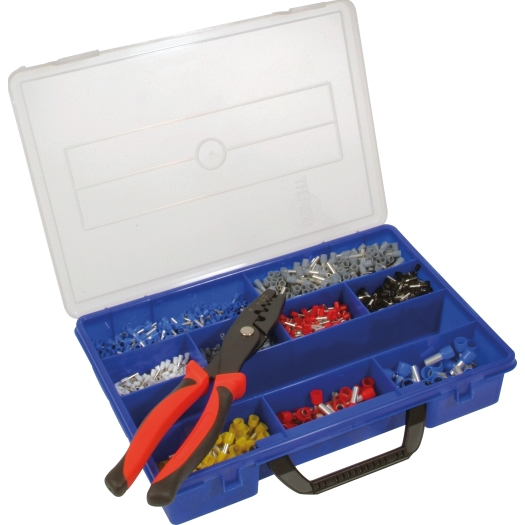 Adereindhulzen assortiment met krimptang 3.202-delig