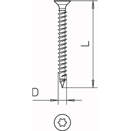 Sprintschroef verzonken kop, aandrijving T-Drive 3x25mm, St, GGP