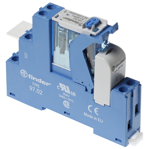 Koppelrelais serie 4C 2 wisselcontacten, 24 V DC, 8 A