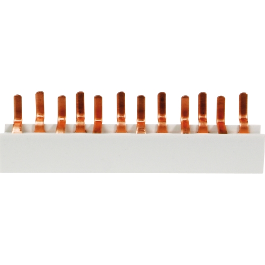 3-fasen stiftrail voor 1P+N automaten, L-uitvoering, open 6 x 1 polig + N, 113 mm lang