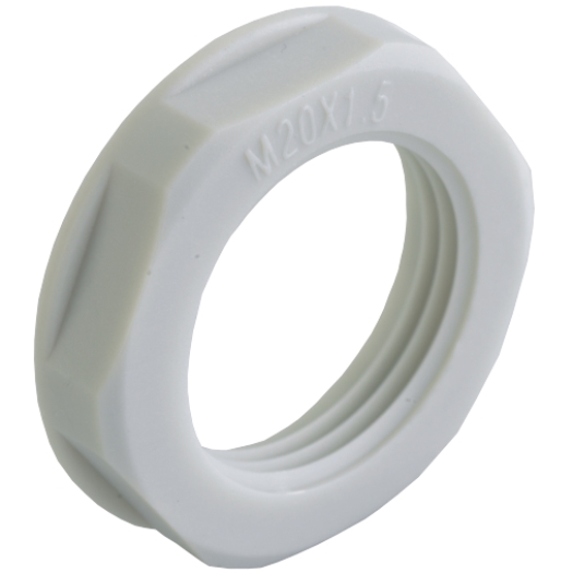 Borgmoer Kst. met flens, M32x1,5, lichtgrijs RAL 7035